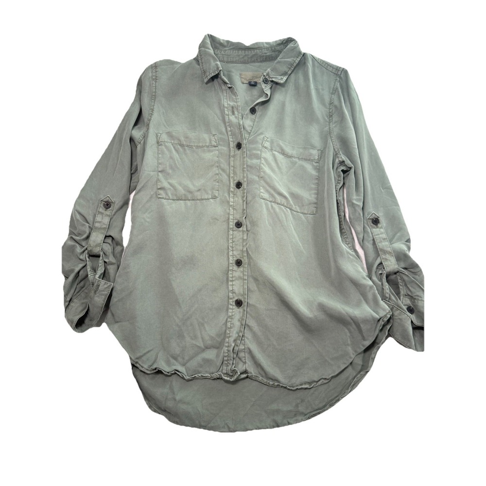 Universal Thread Lyocell Utility Button Down Shirt Olive Green Women's XS